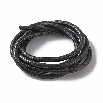 Braided Round Nylon Cords, for for Rope Bracelets & Shoe Lace Cord Making, Black, 5mm, about 100cm/strand