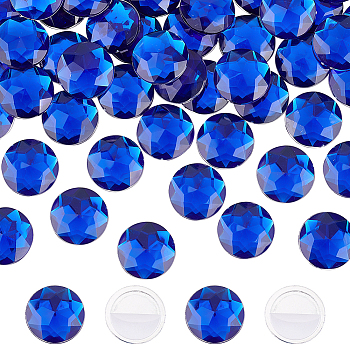 60Pcs Self-Adhesive Acrylic Rhinestone Stickers, for DIY Decoration and Crafts, Faceted, Half Round, Blue, 20x5.5mm