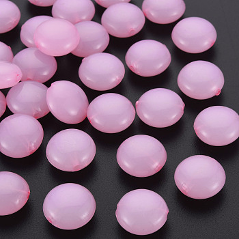 Imitation Jelly Acrylic Beads, Flat Round, Pearl Pink, 17x9.5mm, Hole: 2mm, about 316pcs/500g