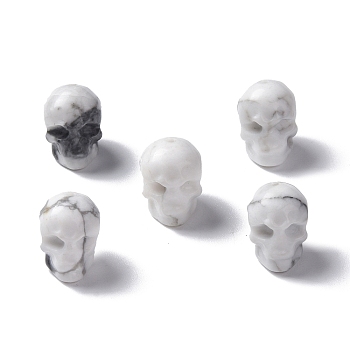 Natural Howlite Beads, Skull, 13x10x11.5mm, Hole: 1mm