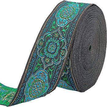 Polyester Grosgrain Ribbon, Single Face, Green, 1-1/4 inch(33mm), 7m/roll