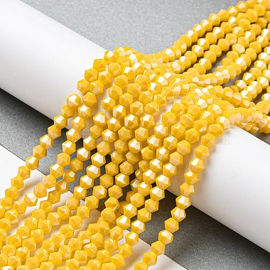 Opaque Solid Color Electroplate Glass Beads Strands(GLAA-F029-P4mm-C04)-4