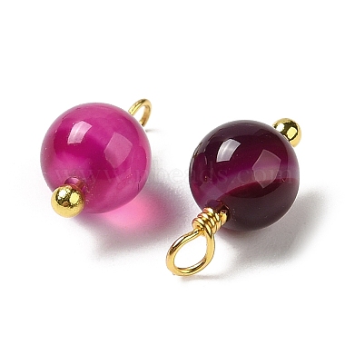 Dyed Natural Agate Round Charms with Real 18K Gold Plated Brass Loops(KK-P242-09A-G02)-2