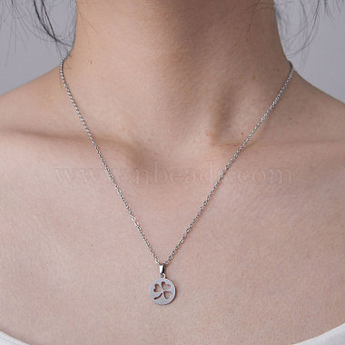 Collier avec pendentif en forme de trèfle creux en acier inoxydable anti-ternissement 201(NJEW-OY001-20)-2