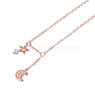 Tinysand 925 colliers avec pendentif pentagramme et lune en strass en argent sterling(TS-N278-RG)-2