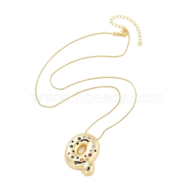 Colliers avec pendentif lettre en laiton micro pavé de zircons cubiques(KK-Z069-01G-Q)-2