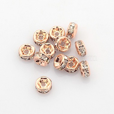 5mm Rondelle Brass + Rhinestone Spacer Beads