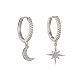 Clear Cubic Zirconia Star & Moon Asymmetrical Earrings(MOST-PW0001-064P)-1