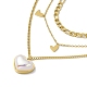 Пластиковые жемчужные подвески в форме сердца трехслойное ожерелье(NJEW-F298-03G)-1