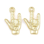 Alloy Pendants, Gesture Charms, Long-Lasting Plated, Rack Plating, Golden, 22x13x3.5mm, Hole: 1.9mm(AL-CBA415D-18G)