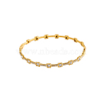 304 Stainless Steel Cubic Zirconia Bangles, Ion Plating(IP), Real 18K Gold Plated, Inner Diameter: 2.32 inch(5.9cm)(STAS-OY009-18G)