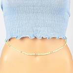 Summer Jewelry Waist Bead, Glass Seed Beaded Body Chain, Bikini Jewelry for Woman Girl, Pale Green, 31.5 inch(80cm)(NJEW-C00026-03)