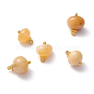 Natural Topaz Jade Charms, with Brass Eye Pin & Alloy Daisy Spacer Beads, Golden, Nuggets, 12~14.5x9.5~11.5x8.5~11mm, Hole: 1.8mm(PALLOY-JF01092-03)