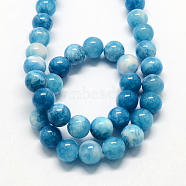 Natural Dyed Persian Jade Gemstone Bead Strands, Round, Dodger Blue, 6mm, Hole: 1mm, about 66pcs/strand, 15.7 inch(G-R271-6mm-XP15)