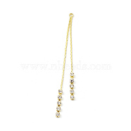 Brass Coreana Chain Tassel Big Pendants, with Crystal Rhinestone Charms, Golden, 61x2.5x2mm, Hole: 1.4mm(KK-P227-12G)