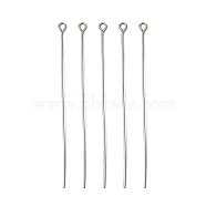 304 Stainless Steel Eye Pins, Stainless Steel Color, 65mm, Hole: 2mm, Pin: 0.7mm(STAS-YW0001-67)