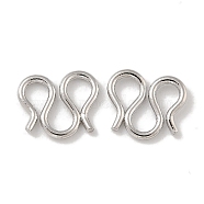 Brass S-Hook Clasps, M Clasps, Platinum, 8.5x6.5x0.8mm(KK-P284-12P)