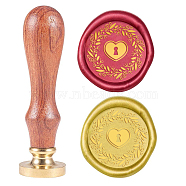 Wax Seal Stamp Set, Sealing Wax Stamp Solid Brass Head,  Wood Handle Retro Brass Stamp Kit Removable, for Envelopes Invitations, Gift Card, Heart Pattern, 83x22mm, Head: 7.5mm, Stamps: 25x14.5mm(AJEW-WH0131-385)