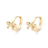 Brass Hoop Earrings, Bowknot, Real 18K Gold Plated, 13x11mm(EJEW-P259-19G)