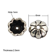 Tibetan Style Bead Caps, Cadmium Free & Lead Free, Half Round, Antique Silver, 6x2.5mm, Hole: 1mm(TIBEB-00954-AS-RS)