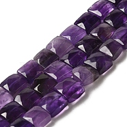 Natural Amethyst Beads Strands, Faceted, Square, 9~10.5x9~10.5x5~5.5mm, Hole: 1mm, about 39~42pcs/strand, 14.96~15.35 inch (38~39cm)(G-C109-A06-02)