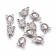 Tibetan Style Alloy Chandelier Component Links, 3 Loop Connectors, Oval with Virgin Mary, Rosary Center Pieces, Antique Silver, 15x10.5x2.4mm, Hole: 1.4mm(PALLOY-WH0066-03AS)