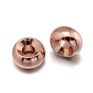 Rondelle Brass Spacer Beads, Lead Free & Nickel Free & Cadmium Free, Real Rose Gold Plated, 5x3mm, Hole: 2mm(KK-F0317-09RG-NR)