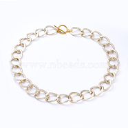 Aluminum Curb Chain Necklaces, with Alloy Toggle Clasps, Light Gold, 16.53 inch(42cm)(NJEW-JN02797-02)