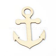 Olycraft Laser Cut Natural Wooden Big Pendants, Anchor, BurlyWood, 60x42x2.5mm, Hole: 9.5mm(WOOD-WH0023-02)