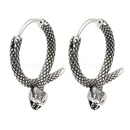 Antique Silver 316 Surgical Stainless Steel Hoop Earrings, Snake, 20x20x3mm(EJEW-D096-03C-AS)