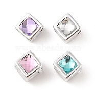 Opaque Acrylic with Rhinestone Beads, Mixed Color, Rhombus, 11.5x13x10mm, Hole: 4mm(OACR-Z020-02A)