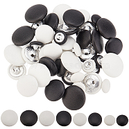 48Pcs 8 Style 1-Hole PU Leather Buttons, with Aluminium Findings, Mushroom Shape Button, Mixed Color, 11~20x7~9mm, Hole: 1.6~2mm, 6pcs/style(DIY-BC0006-42)