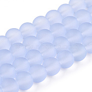 Transparent Glass Bead Strands, Frosted, Round, Lilac, 6mm, Hole: 1.3~1.6mm, about 140pcs/strand, 31.4 inch(GLAA-S031-6mm-25)