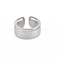 304 Stainless Steel Hammered Open Cuff Ring for Women, Stainless Steel Color, US Size 6 3/4(17.1mm)(RJEW-S405-221P)