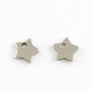 Non-Tarnish 304 Stainless Steel Five-Pointed Star Charms Pendants, Stainless Steel Color, 5.5x5.5x1mm, Hole: 1mm(X-STAS-Q171-03)