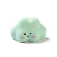 Cute Opaque Resin Cabochons, Cloud with Face Pattern, Light Green, 21x27x17mm(RESI-L037-02G)