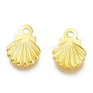 304 Stainless Steel Charms, Laser Cut, Scallop Shell Shape, Golden, 7.5x5.5x0.5mm, Hole: 1mm(STAS-O130-04G)