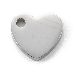 304 Stainless Steel Charms, Heart, Stainless Steel Color, 8.5x9x1.5mm, Hole: 1.4mm(STAS-G251-03P)