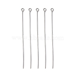 304 Stainless Steel Eye Pins, Stainless Steel Color, 65mm, Hole: 2mm, Pin: 0.7mm(STAS-YW0001-67)