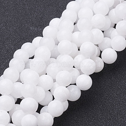 Natural White Jade Beads Strands, Dyed & Heated, Round, White, 8mm, Hole: 1mm, about 50pcs/strand, 16 inch(X-GSR8mmC067)