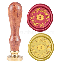 Wax Seal Stamp Set, Sealing Wax Stamp Solid Brass Head,  Wood Handle Retro Brass Stamp Kit Removable, for Envelopes Invitations, Gift Card, Heart Pattern, 83x22mm, Head: 7.5mm, Stamps: 25x14.5mm(AJEW-WH0131-385)