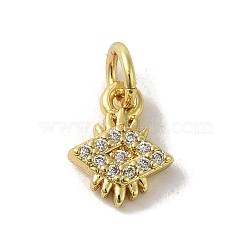 Brass Micro Pave Cubic Zirconia Charms, Real 18K Gold Plated, Eye Charms, Clear, 10x8x2mm, Hole: 3mm(KK-M283-19D-01)