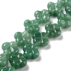 Natural Green Aventurine Beads Strands, 4-Petal Flower, 14x14x5.5mm, Hole: 1.2mm, about 15pcs/strand, 7.87''(20cm)(G-P520-A02-01)