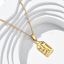 Abstract Face 304 Stainless Steel Pendant Necklaces, Ion Plating(IP), Real 18K Gold Plated, 17.99 inch(45.7cm)(NJEW-H059-25G)