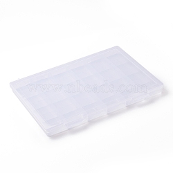 (Defective Closeout Sale: Some Scratched Surface)Plastic Bead Storage Containers, 24 Compartments, Rectangle, White, 20x28.5x2.2cm, Inner Diameter: 4.5x4.3cm(CON-XCP0001-16)