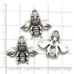 Bee Alloy Charm Pendant Mixed Honey Bee Charm Antique Alloy Insect Charm for Jewelry Making Crafts, Antique Silver, 22x20mm(FIND-SZC0010-169)