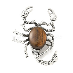 Scorpion Alloy Brooches, with Tiger Eye, for Backpack Clothes, 51x38mm(JEWB-R051-06AS-02)