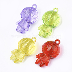 Transparent Acrylic Pendants, Human, Mixed Color, 49.5x27.5x22.5mm, Hole: 3mm, about 45pcs/500g(TACR-S149-01)