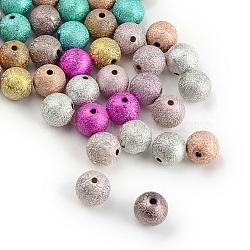 Spray Painted Acrylic Beads, Matte Style, Round, Mixed Color, 8mm, Hole: 2mm, about 1900pcs/500g(ACRP-Q018-8mm-M)