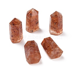 Pointed Resin Bullet Home Display Decoration, with Natural Carnelian Chip inside, Hexagonal Prism, 50~52x25~28x20~22.5mm(DJEW-K017-06A)